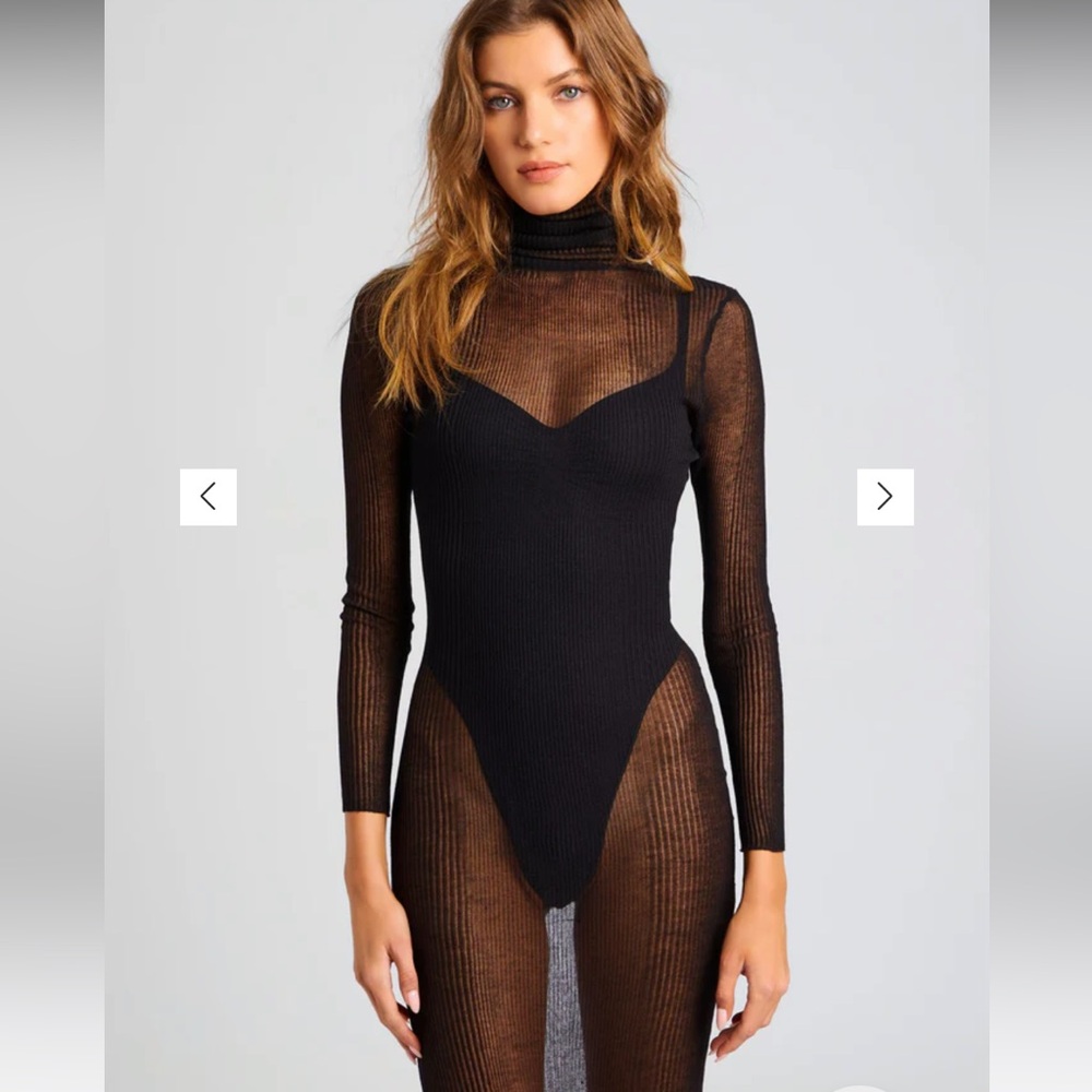 SER.O.YA Black Sheer Dress Christine turtleneck